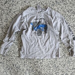 Carhartt Kids Gray Long Sleeve Shirt with Blue Vehicle Graphic